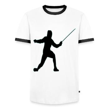Fencing Fencing Sport Fencing - Men's Ringer Shirt - white/black - Front - AI Model Female 172 light (172cm) & AI Model Male 178 dark (178cm)