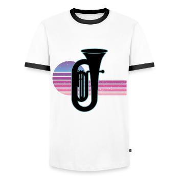 Tuba Player Tuba Musical Instrument - Men's Ringer Shirt - white/black - Front - AI Model Female 172 light (172cm) & AI Model Male 178 dark (178cm)