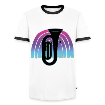 Tuba Player Tuba Musical Instrument - Men's Ringer Shirt - white/black - Front - AI Model Female 172 light (172cm) & AI Model Male 178 dark (178cm)