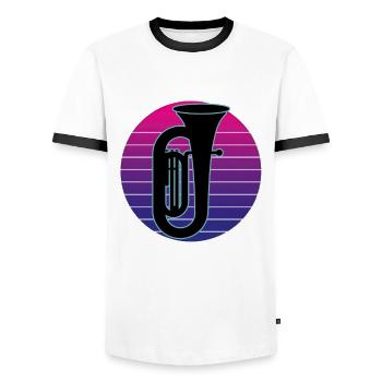 Tuba Player Tuba Musical Instrument - Men's Ringer Shirt - white/black - Front - AI Model Female 172 light (172cm) & AI Model Male 178 dark (178cm)