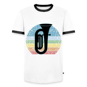Tuba Player Tuba Musical Instrument - Men's Ringer Shirt - white/black - Front - AI Model Female 172 light (172cm) & AI Model Male 178 dark (178cm)