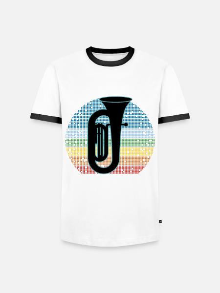Tuba Player Tuba Musical Instrument - Men's Ringer Shirt - white/black