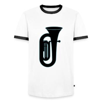 Joueur de tuba Tuba Instrument de musique - T-shirt contrasté Homme - blanc/noir - Devant - AI Model Female 172 light (172cm) & AI Model Male 178 dark (178cm)