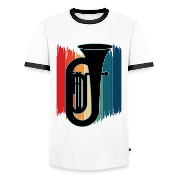 Tuba Player Tuba Musical Instrument - Men's Ringer Shirt - white/black - Front - AI Model Female 172 light (172cm) & AI Model Male 178 dark (178cm)