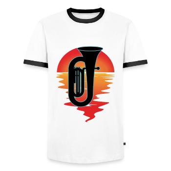 Tuba Player Tuba Musical Instrument - Men's Ringer Shirt - white/black - Front - AI Model Female 172 light (172cm) & AI Model Male 178 dark (178cm)