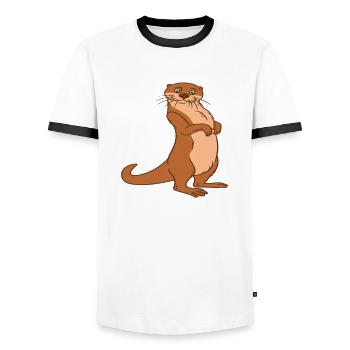 Niedliche Otter-Wortspiele Und Otter-Witze - Männer Kontrast-T-Shirt - Weiß/Schwarz - Vorne - AI Model Female 172 light (172cm) & AI Model Male 178 dark (178cm)