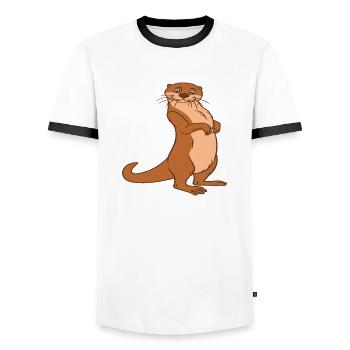 Niedliche Otter-Wortspiele Und Otter-Witze - Männer Kontrast-T-Shirt - Weiß/Schwarz - Vorne - AI Model Female 172 light (172cm) & AI Model Male 178 dark (178cm)