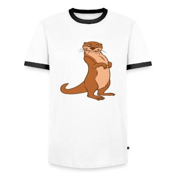 Niedliche Otter-Wortspiele Und Otter-Witze - Männer Kontrast-T-Shirt - Weiß/Schwarz - Vorne - AI Model Female 172 light (172cm) & AI Model Male 178 dark (178cm)