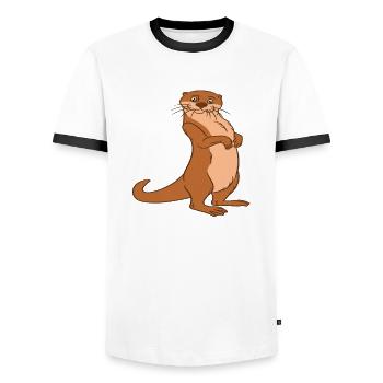 Niedliche Otter-Wortspiele Und Otter-Witze - Männer Kontrast-T-Shirt - Weiß/Schwarz - Vorne - AI Model Female 172 light (172cm) & AI Model Male 178 dark (178cm)
