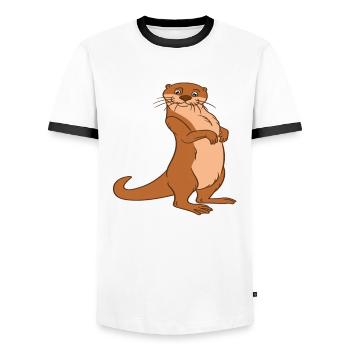 Niedliche Otter-Wortspiele Und Otter-Witze - Männer Kontrast-T-Shirt - Weiß/Schwarz - Vorne - AI Model Female 172 light (172cm) & AI Model Male 178 dark (178cm)