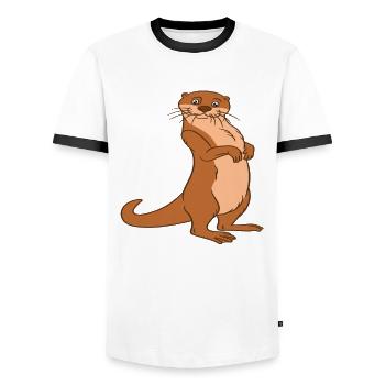 Niedliche Otter-Wortspiele Und Otter-Witze - Männer Kontrast-T-Shirt - Weiß/Schwarz - Vorne - AI Model Female 172 light (172cm) & AI Model Male 178 dark (178cm)