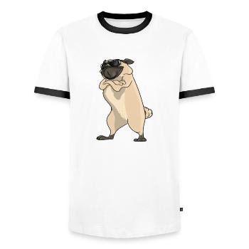 À un carlin, seuls quelques-uns peuvent faire ce que je peux - T-shirt contrasté Homme - blanc/noir - Devant - AI Model Female 172 light (172cm) & AI Model Male 178 dark (178cm)