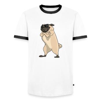 Introverted But Willing To Discuss Pugs - Men's Ringer Shirt - white/black - Front - AI Model Female 172 light (172cm) & AI Model Male 178 dark (178cm)