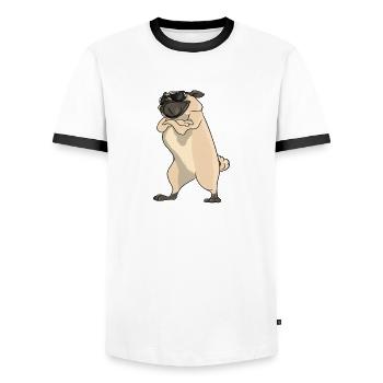 A Pug Solves Most Of My Problems - Men's Ringer Shirt - white/black - Front - AI Model Female 172 light (172cm) & AI Model Male 178 dark (178cm)