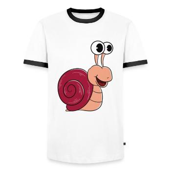 Je ne m’intéresse qu’aux escargots - T-shirt contrasté Homme - blanc/noir - Devant - AI Model Female 172 light (172cm) & AI Model Male 178 dark (178cm)