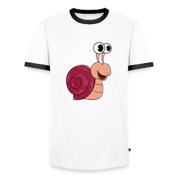 I was normal in front of a few snails - Men's Ringer Shirt - white/black - Front - AI Model Female 172 light (172cm) & AI Model Male 178 dark (178cm)
