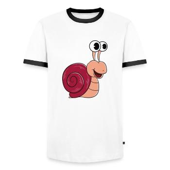 I prefer to be with my snail - Men's Ringer Shirt - white/black - Front - AI Model Female 172 light (172cm) & AI Model Male 178 dark (178cm)