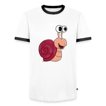 Je ne suis là que pour les escargots - T-shirt contrasté Homme - blanc/noir - Devant - AI Model Female 172 light (172cm) & AI Model Male 178 dark (178cm)