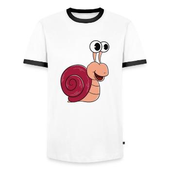 My snail and I gossip about you - Men's Ringer Shirt - white/black - Front - AI Model Female 172 light (172cm) & AI Model Male 178 dark (178cm)