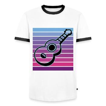 Ukuleles Vitage - Men's Ringer Shirt - white/black - Front - AI Model Female 172 light (172cm) & AI Model Male 178 dark (178cm)
