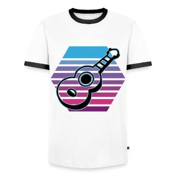 Ukuleles Vitage - Men's Ringer Shirt - white/black - Front - AI Model Female 172 light (172cm) & AI Model Male 178 dark (178cm)
