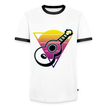 Ukuleles Vitage - Men's Ringer Shirt - white/black - Front - AI Model Female 172 light (172cm) & AI Model Male 178 dark (178cm)