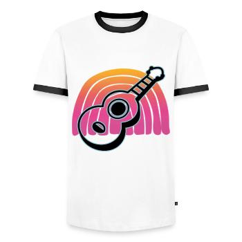 Ukuleles Vitage - Men's Ringer Shirt - white/black - Front - AI Model Female 172 light (172cm) & AI Model Male 178 dark (178cm)