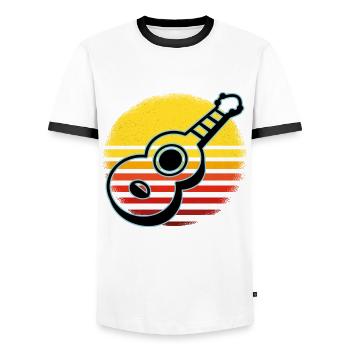 Ukuleles Vitage - Men's Ringer Shirt - white/black - Front - AI Model Female 172 light (172cm) & AI Model Male 178 dark (178cm)