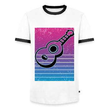 Ukuleles Vitage - Men's Ringer Shirt - white/black - Front - AI Model Female 172 light (172cm) & AI Model Male 178 dark (178cm)