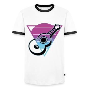 Ukuleles Vitage - Men's Ringer Shirt - white/black - Front - AI Model Female 172 light (172cm) & AI Model Male 178 dark (178cm)