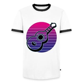 Ukuleles Vitage - Men's Ringer Shirt - white/black - Front - AI Model Female 172 light (172cm) & AI Model Male 178 dark (178cm)
