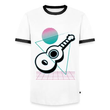 Ukuleles Vitage - Men's Ringer Shirt - white/black - Front - AI Model Female 172 light (172cm) & AI Model Male 178 dark (178cm)