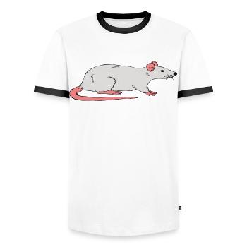 Jours avec mon rat - T-shirt contrasté Homme - blanc/noir - Devant - AI Model Female 172 light (172cm) & AI Model Male 178 dark (178cm)