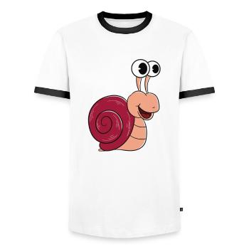 Snail Whisperer - Men's Ringer Shirt - white/black - Front - AI Model Female 172 light (172cm) & AI Model Male 178 dark (178cm)