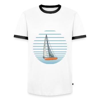 Sailboat Sorry I Can't Sailboats Bye - Männer Kontrast-T-Shirt - Weiß/Schwarz - Vorne - AI Model Female 172 light (172cm) & AI Model Male 178 dark (178cm)