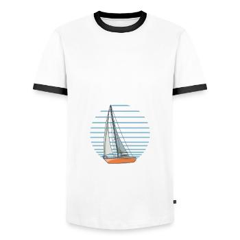 Voilier désolé j’ai des projets avec mon voilier - T-shirt contrasté Homme - blanc/noir - Devant - AI Model Female 172 light (172cm) & AI Model Male 178 dark (178cm)