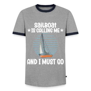 Sailboat Sailboat Is Calling Me And I Must Go - Männer Kontrast-T-Shirt - Grau/Navy  - Vorne - AI Model Female 172 light (172cm) & AI Model Male 178 light (178cm)