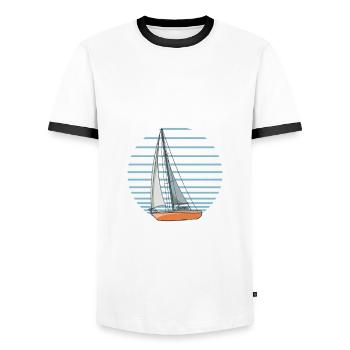 Voilier voilier m’appelle et je dois y aller - T-shirt contrasté Homme - blanc/noir - Devant - AI Model Female 172 light (172cm) & AI Model Male 178 dark (178cm)