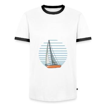Sailboat Sailboat Better Then Therapie - Männer Kontrast-T-Shirt - Weiß/Schwarz - Vorne - AI Model Female 172 light (172cm) & AI Model Male 178 dark (178cm)