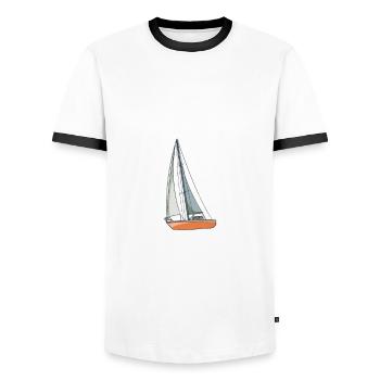 Sailboat I Am A Girl Who Loves Sailboats - Männer Kontrast-T-Shirt - Weiß/Schwarz - Vorne - AI Model Female 172 light (172cm) & AI Model Male 178 dark (178cm)