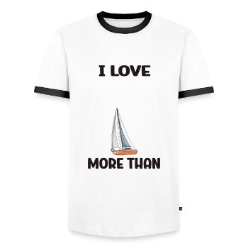 Voilier J’aime mon voilier plus que les gens - T-shirt contrasté Homme - blanc/noir - Devant - AI Model Female 172 light (172cm) & AI Model Male 178 dark (178cm)