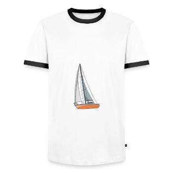 Sailboat I'd Rather Be With My Sailboat - Männer Kontrast-T-Shirt - Weiß/Schwarz - Vorne - AI Model Female 172 light (172cm) & AI Model Male 178 dark (178cm)