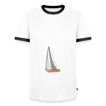 Voilier désolé j’ai des projets avec mon voilier - T-shirt contrasté Homme - blanc/noir - Devant - AI Model Female 172 light (172cm) & AI Model Male 178 dark (178cm)