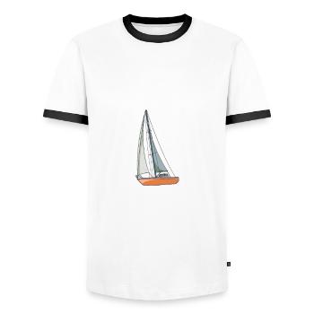 Sailboat This Is My Sailboat Shirt - Männer Kontrast-T-Shirt - Weiß/Schwarz - Vorne - AI Model Female 172 light (172cm) & AI Model Male 178 dark (178cm)