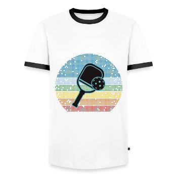 Je suis ici pour aimer le pickleball - T-shirt contrasté Homme - blanc/noir - Devant - AI Model Female 172 light (172cm) & AI Model Male 178 dark (178cm)