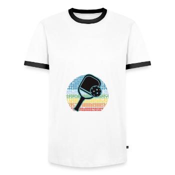 Un père de pickleball que vous ne comprendriez pas - T-shirt contrasté Homme - blanc/noir - Devant - AI Model Female 172 light (172cm) & AI Model Male 178 dark (178cm)