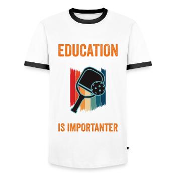 Education Is Important Pickleball Is More - Men's Ringer Shirt - white/black - Front - AI Model Female 172 light (172cm) & AI Model Male 178 dark (178cm)
