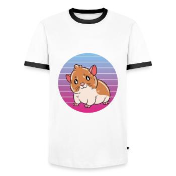 Je préfère être avec mon hamster - T-shirt contrasté Homme - blanc/noir - Devant - AI Model Female 172 light (172cm) & AI Model Male 178 dark (178cm)