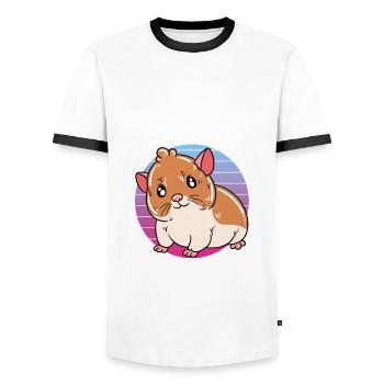 Je préfère être avec mon hamster - T-shirt contrasté Homme - blanc/noir - Devant - AI Model Female 172 light (172cm) & AI Model Male 178 dark (178cm)