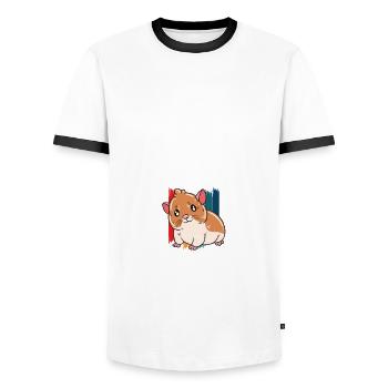 Je préfère être avec mon hamster - T-shirt contrasté Homme - blanc/noir - Devant - AI Model Female 172 light (172cm) & AI Model Male 178 dark (178cm)